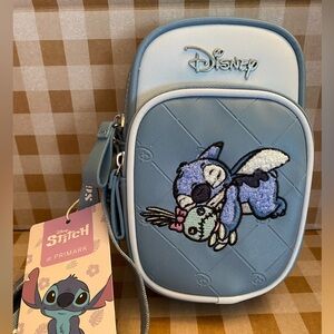 Primark Disney Stitch & Scrump Crossbody Phone Holder Bag Blue New